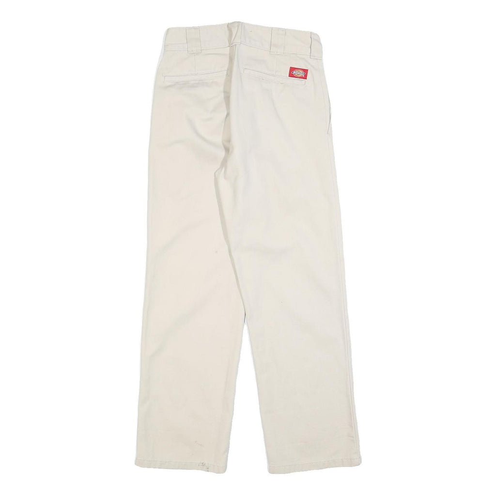 DICKIES Womens Relaxed Cotton Blend White Trousers W26 L28 Workwear Zip Closure