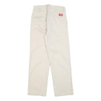 DICKIES Womens Relaxed Cotton Blend White Trousers W26 L28 Workwear Zip Closure