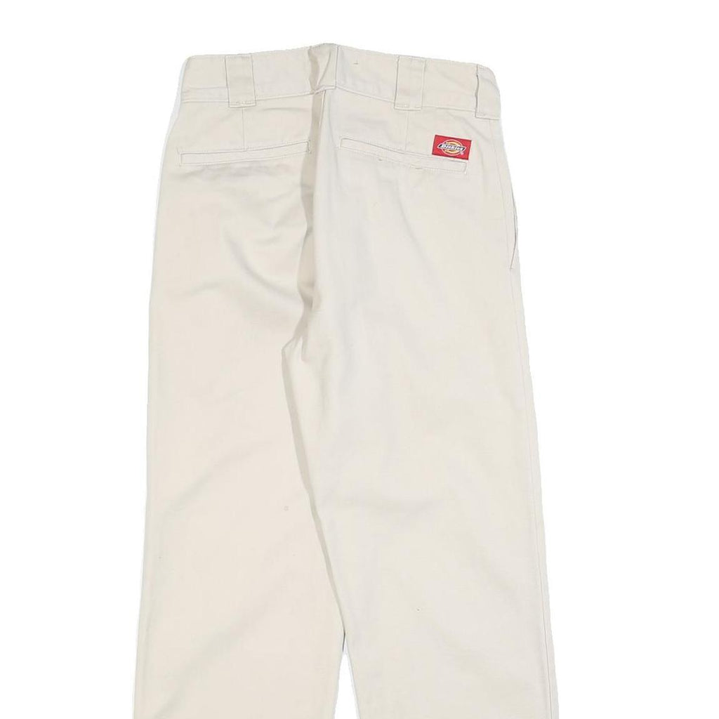 DICKIES Womens Relaxed Cotton Blend White Trousers W26 L28 Workwear Zip Closure