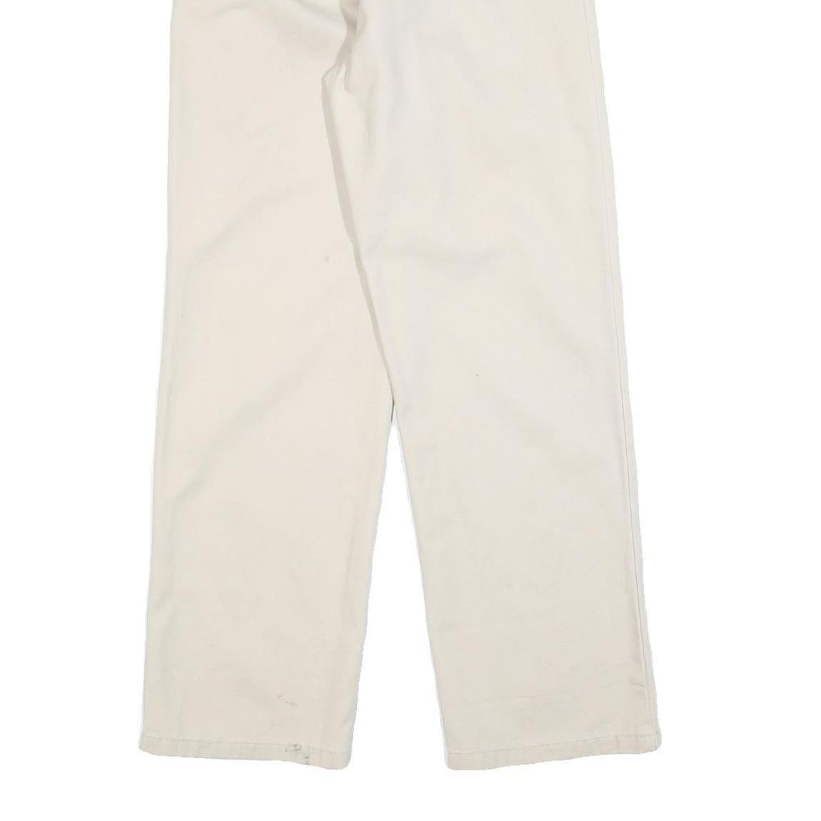 DICKIES Womens Relaxed Cotton Blend White Trousers W26 L28 Workwear Zip Closure