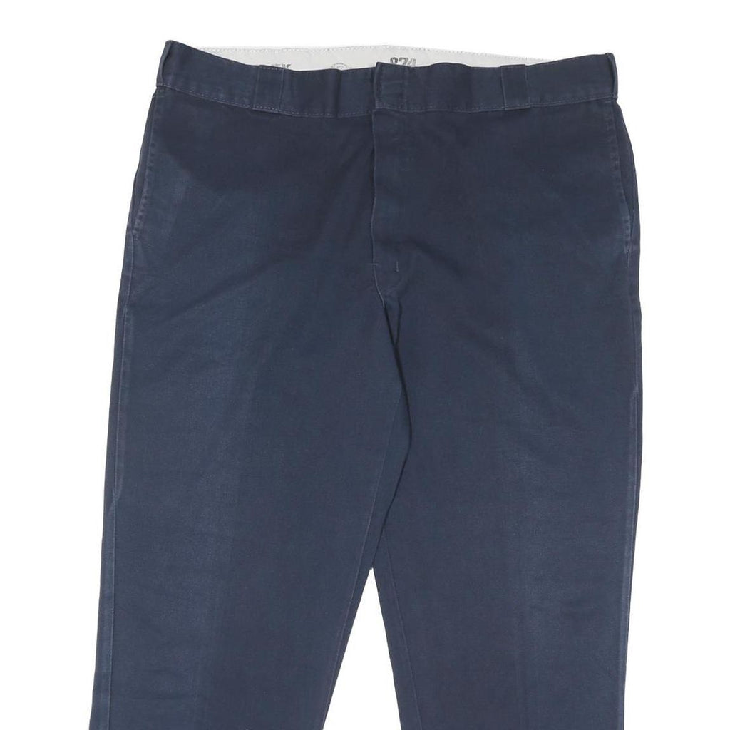 DICKIES Mens Regular Navy Blue Cotton Blend Zip Trousers W42 L28 Workwear