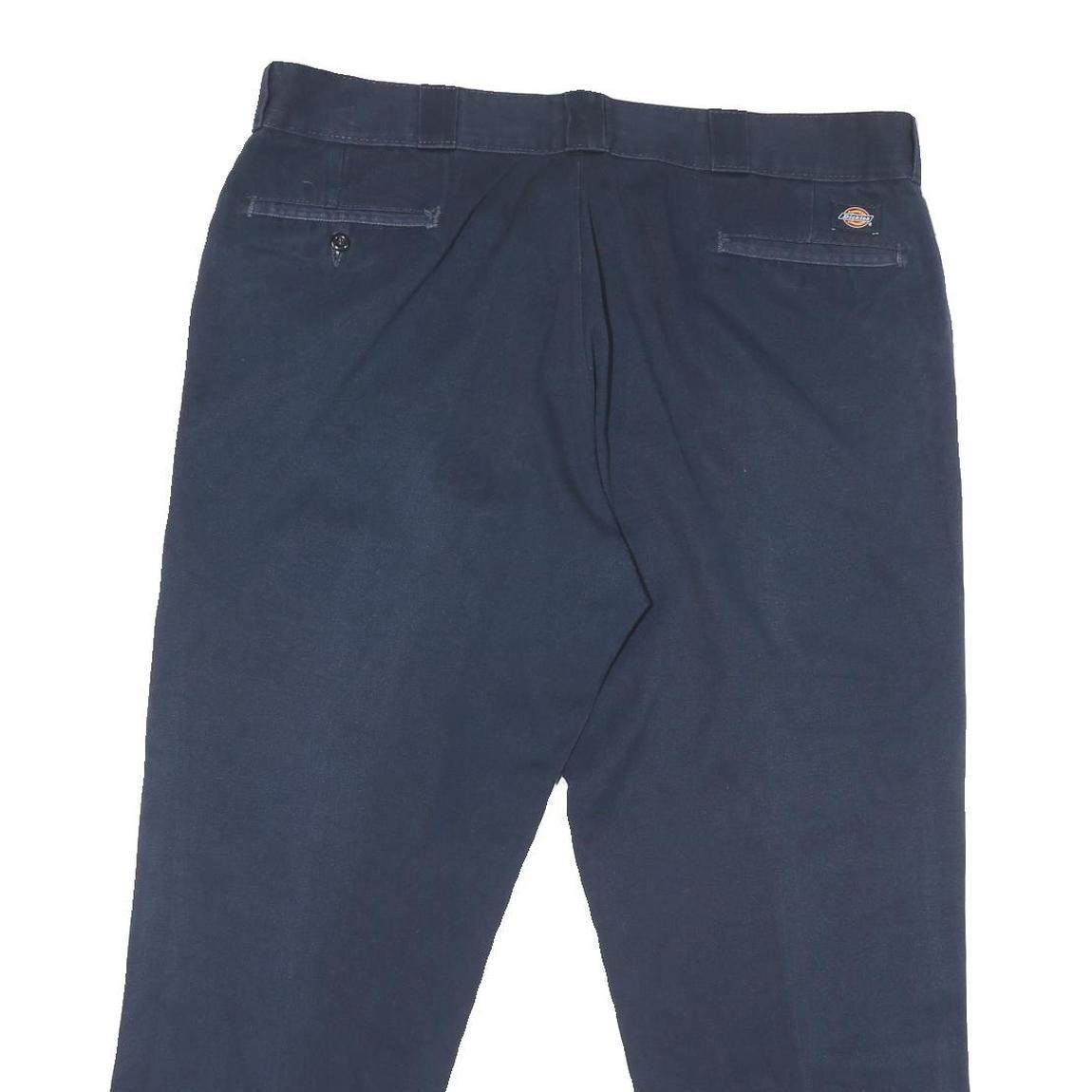 DICKIES Mens Regular Navy Blue Cotton Blend Zip Trousers W42 L28 Workwear