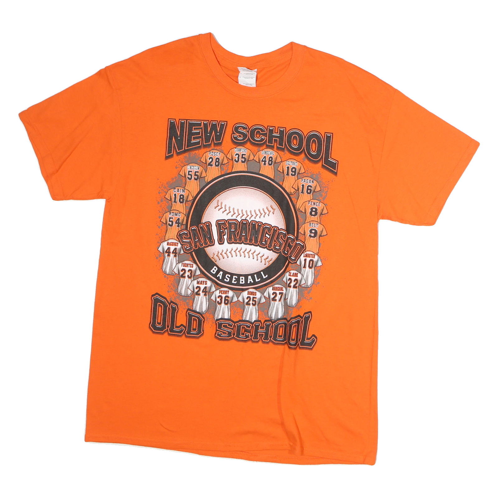 GILDAN Mens Orange San Francisco Baseball Graphic T-Shirt L Short Sleeve Crew