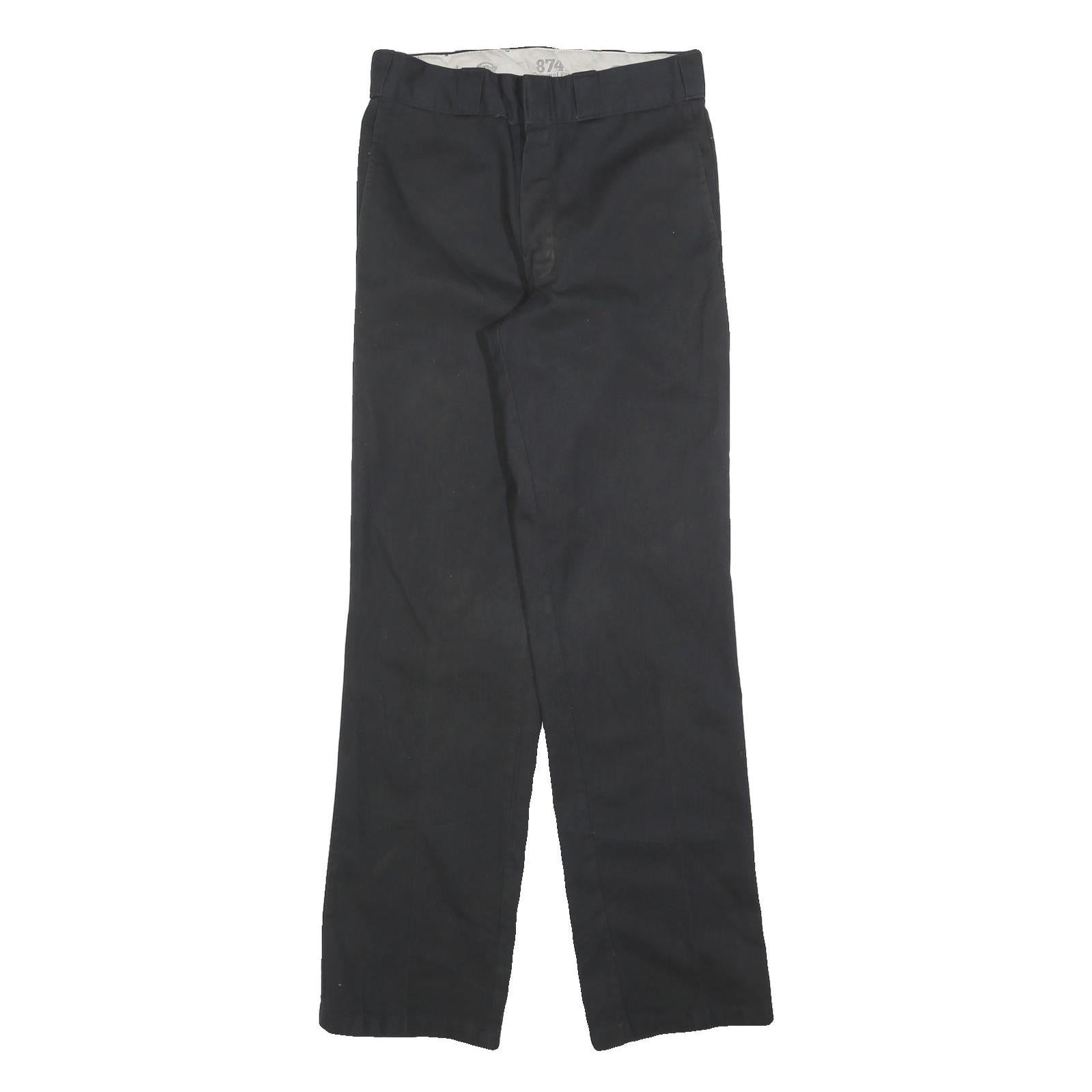 DICKIES Mens Cotton Blend Black Regular Straight Trousers W30 L34 Workwear Zip