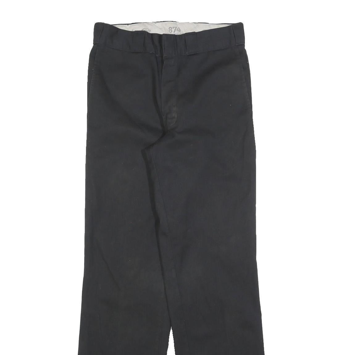 DICKIES Mens Cotton Blend Black Regular Straight Trousers W30 L34 Workwear Zip