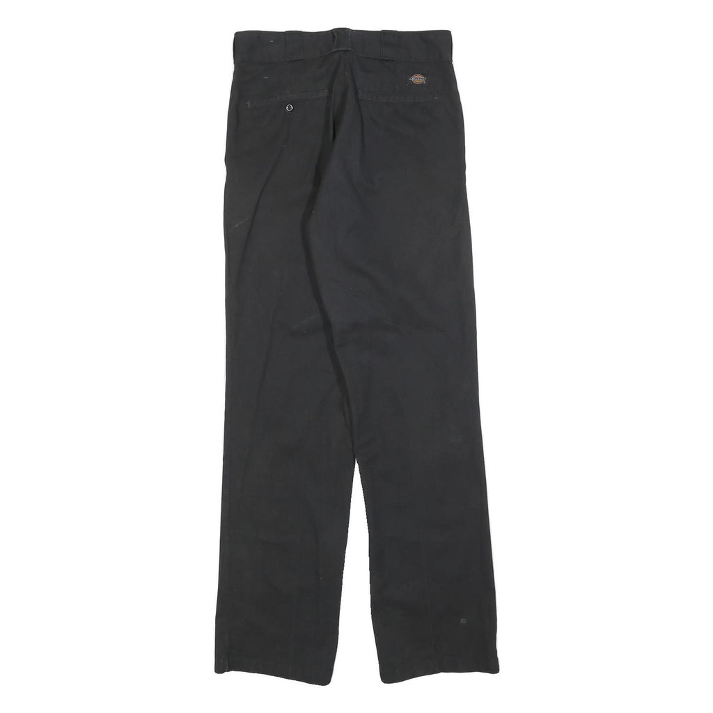 DICKIES Mens Cotton Blend Black Regular Straight Trousers W30 L34 Workwear Zip