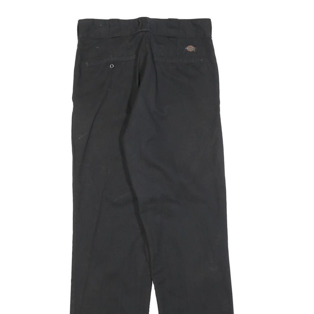 DICKIES Mens Cotton Blend Black Regular Straight Trousers W30 L34 Workwear Zip