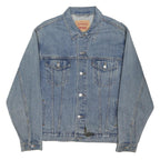 LEVI'S Mens Blue Denim Jacket L Cotton Blend Button Closure Classic Fit Casual