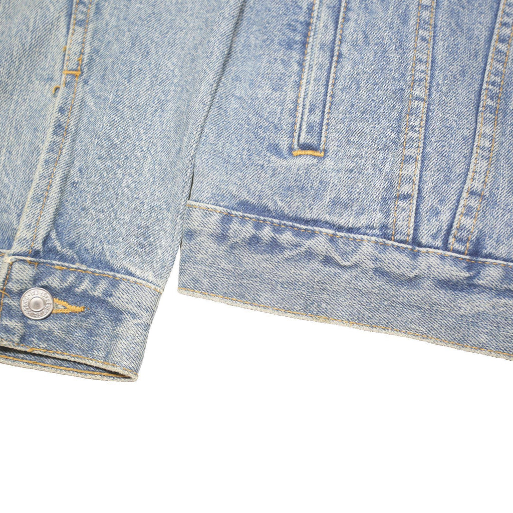 LEVI'S Mens Blue Denim Jacket L Cotton Blend Button Closure Classic Fit Casual