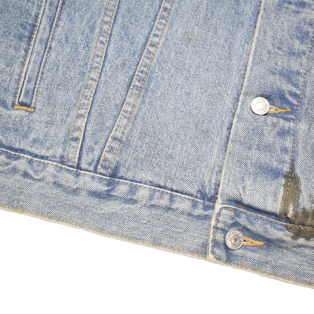 LEVI'S Mens Blue Denim Jacket L Cotton Blend Button Closure Classic Fit Casual