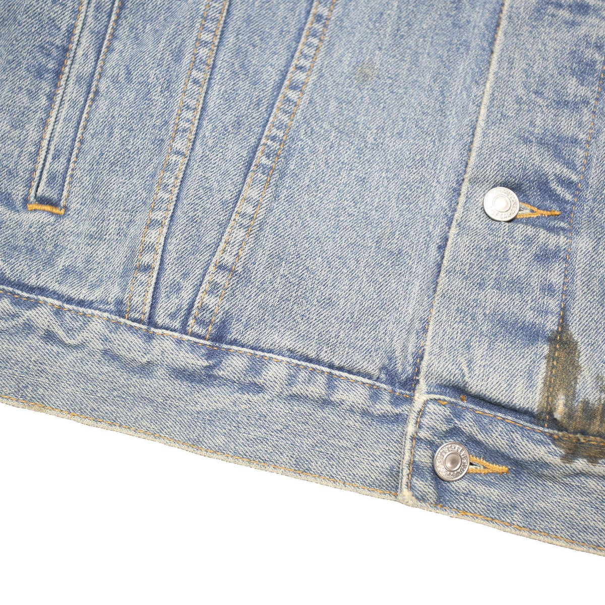 LEVI'S Mens Blue Denim Jacket L Cotton Blend Button Closure Classic Fit Casual