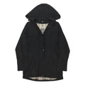 BURBERRY Womens Black Jacket UK 14 Polyester Blend Zip Hooded Classic
