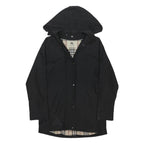 BURBERRY Womens Black Jacket UK 14 Polyester Blend Zip Hooded Classic