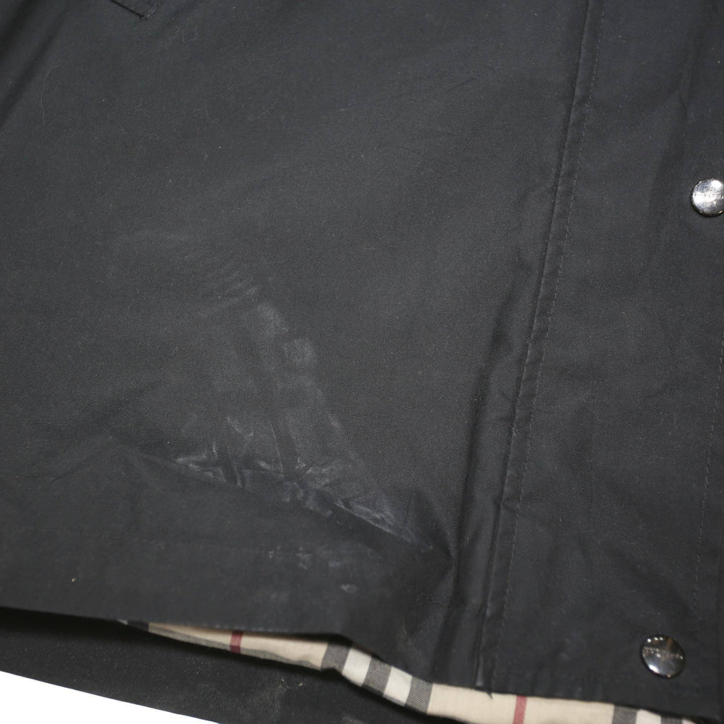 BURBERRY Womens Black Jacket UK 14 Polyester Blend Zip Hooded Classic
