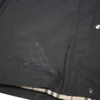 BURBERRY Womens Black Jacket UK 14 Polyester Blend Zip Hooded Classic