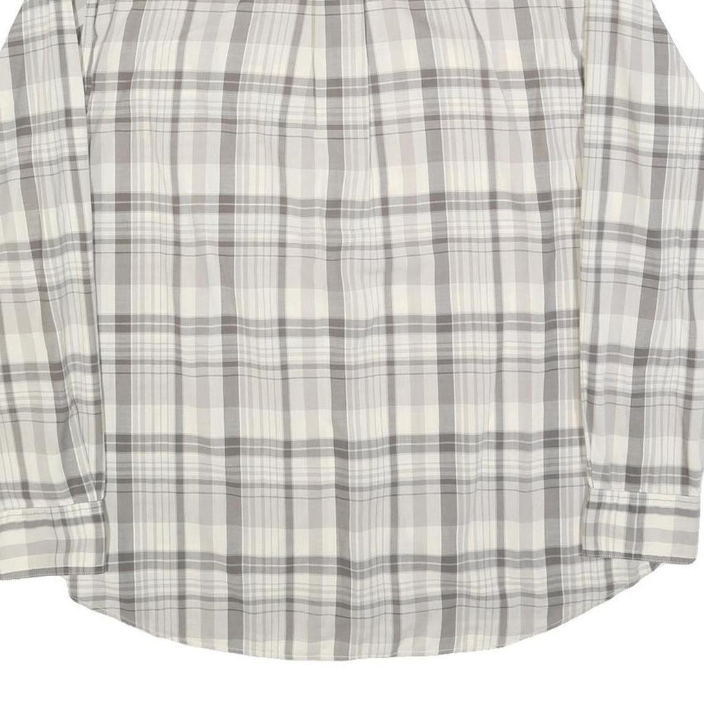 TOMMY HILFIGER Mens Grey & Cream Check Shirt M Button-Down Collar Long Sleeve