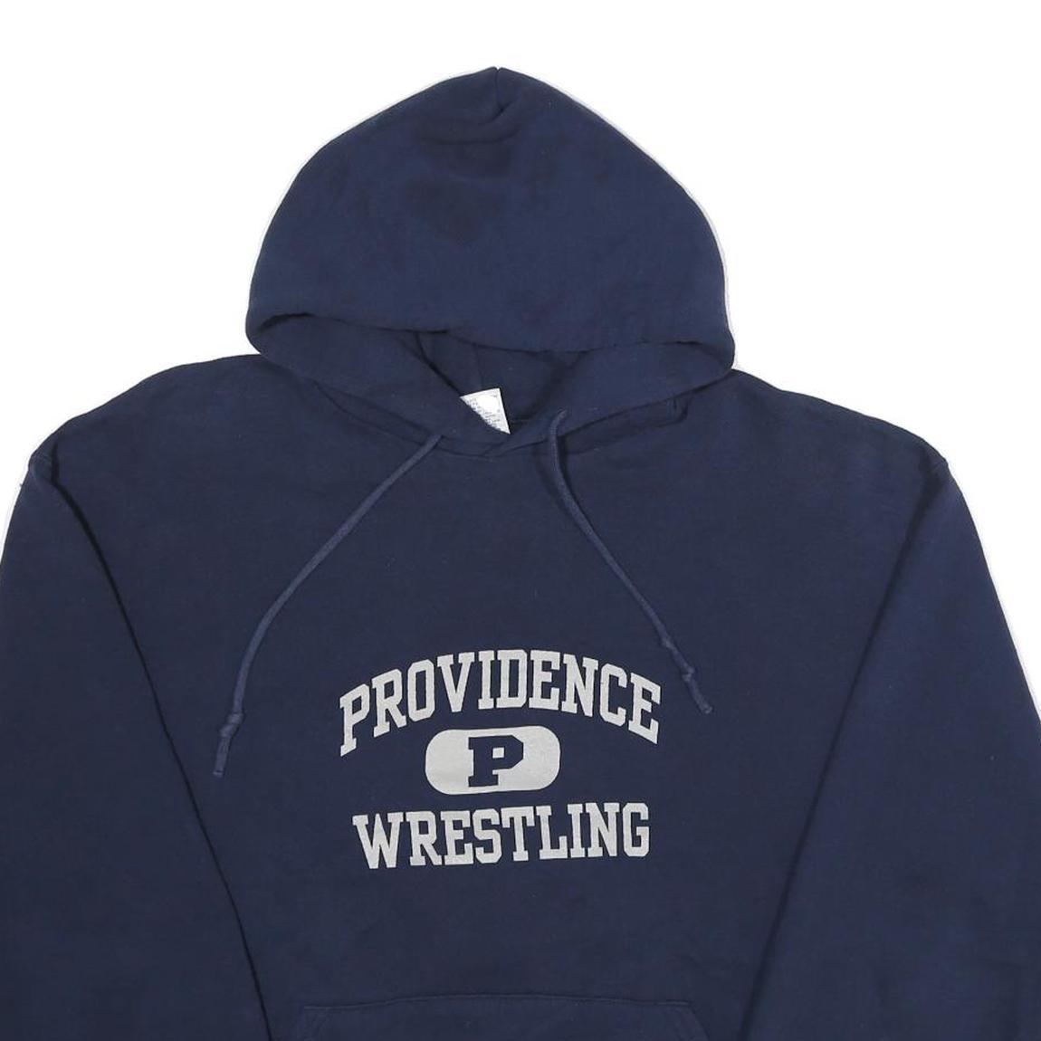 RUSSELL ATHLETIC Mens Navy Providence Wrestling Hoodie L Cotton Blend Pullover