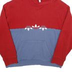 ADIDAS Mens Red & Blue Hoodie M Colourblock Cotton Casual Pullover