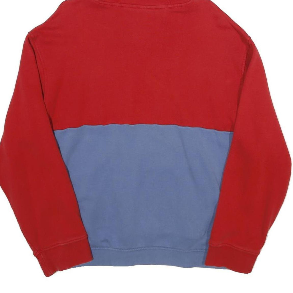 ADIDAS Mens Red & Blue Hoodie M Colourblock Cotton Casual Pullover