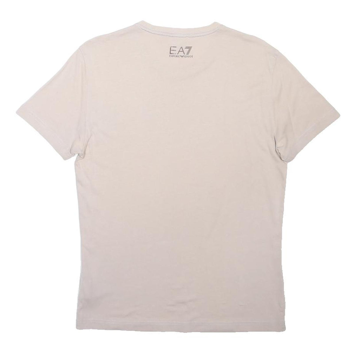 EA7 EMPORIO ARMANI Mens Beige Cotton Blend T-Shirt M Short Sleeve Crew Neck Logo