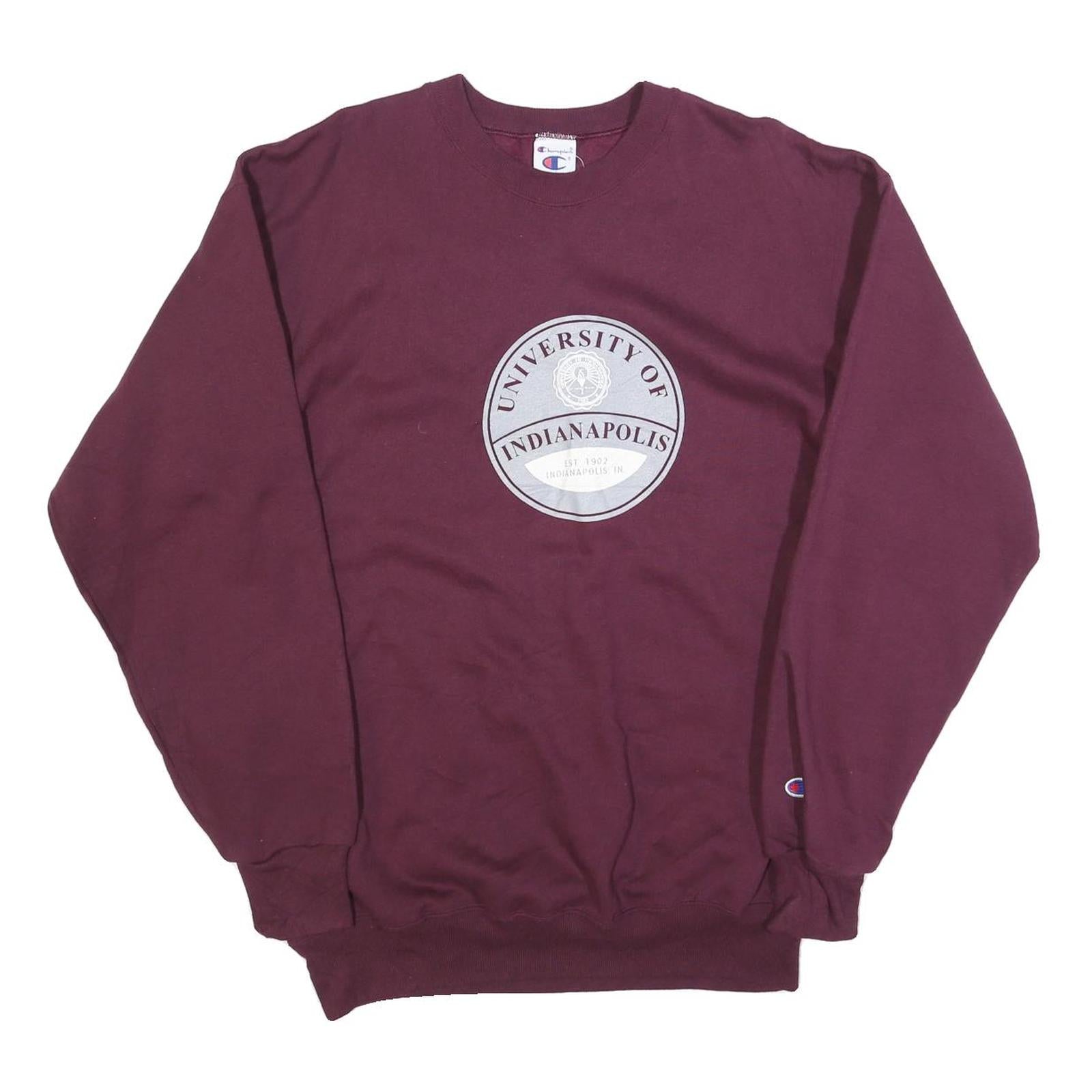 CHAMPION Mens Maroon University Of Indianapolis Crew Neck L Cotton Blend