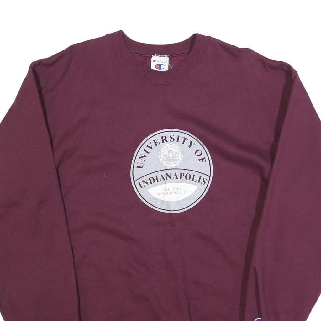 CHAMPION Mens Maroon University Of Indianapolis Crew Neck L Cotton Blend