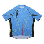ODLO Mens Blue & Black Modern 2XL Short Sleeve Round Neck Zip Cycling Jersey