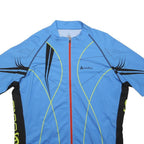 ODLO Mens Blue & Black Modern 2XL Short Sleeve Round Neck Zip Cycling Jersey