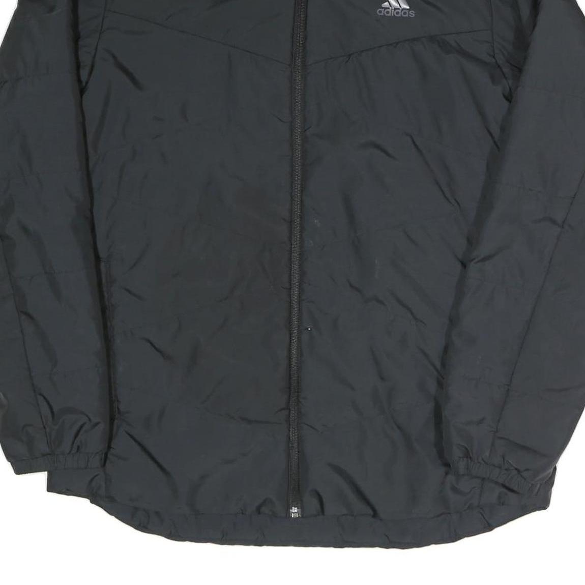 ADIDAS Mens Black Jacket L Polyester Blend Zip Plain Sportswear Casual Outerwear