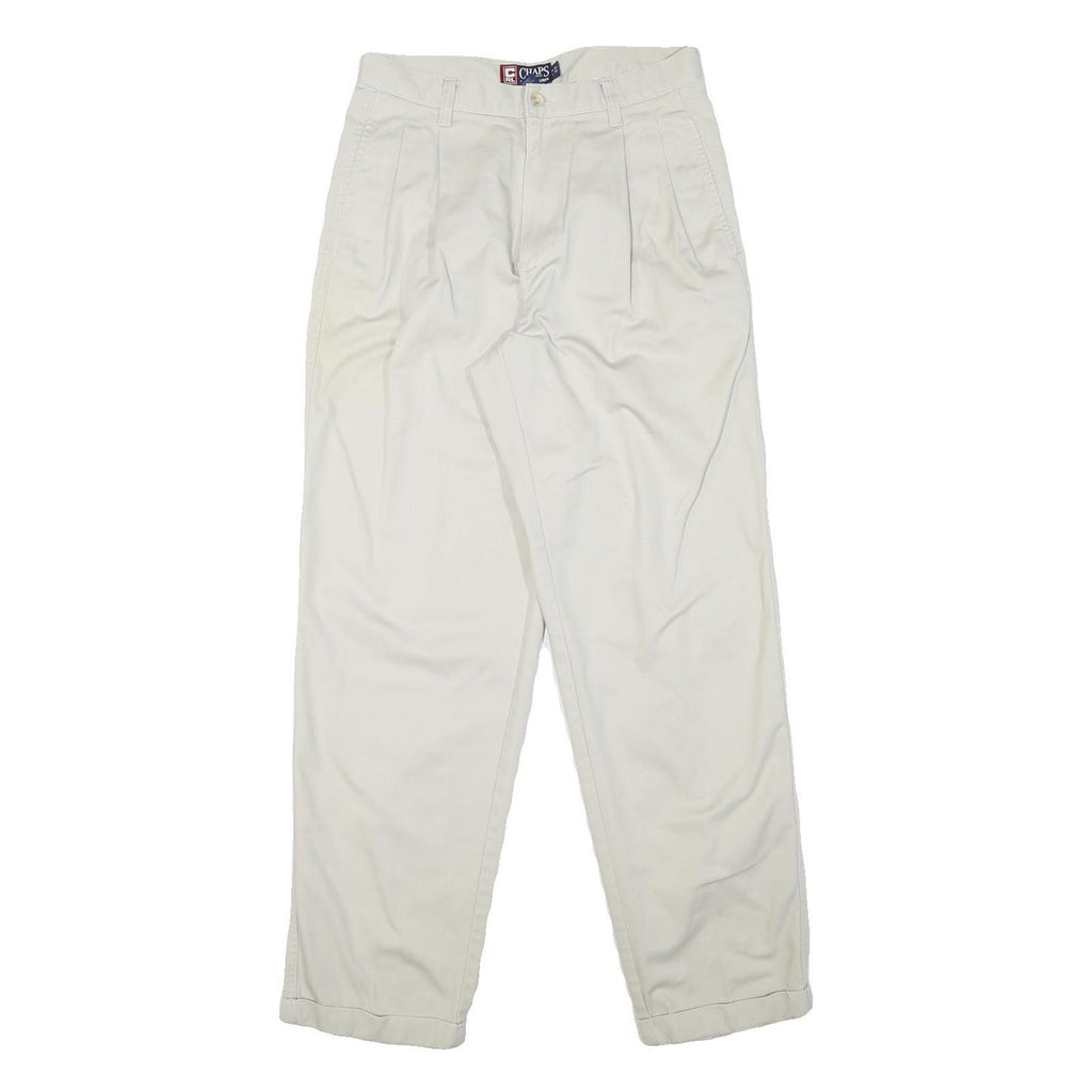 CHAPS Mens Cotton Blend White Relaxed Straight Trousers W28 L31 Classic Casual