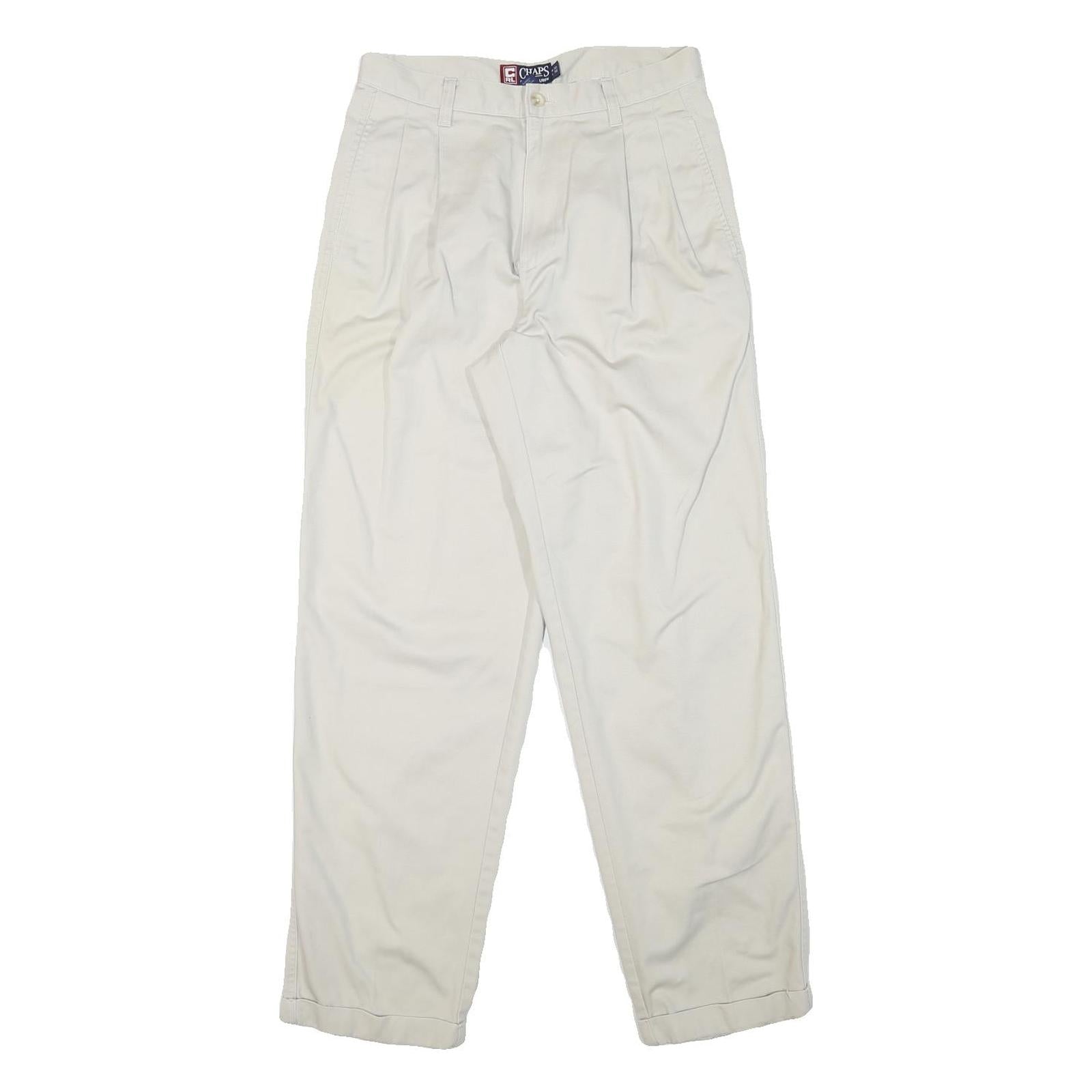 CHAPS Mens Cotton Blend White Relaxed Straight Trousers W28 L31 Classic Casual