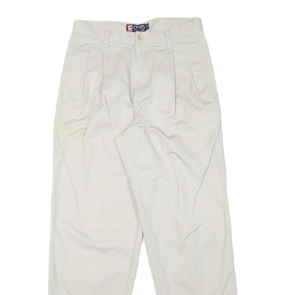 CHAPS Mens Cotton Blend White Relaxed Straight Trousers W28 L31 Classic Casual