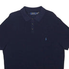 POLO RALPH LAUREN Womens Navy Blue Short Sleeve Plain XL Cotton Blend Polo Shirt