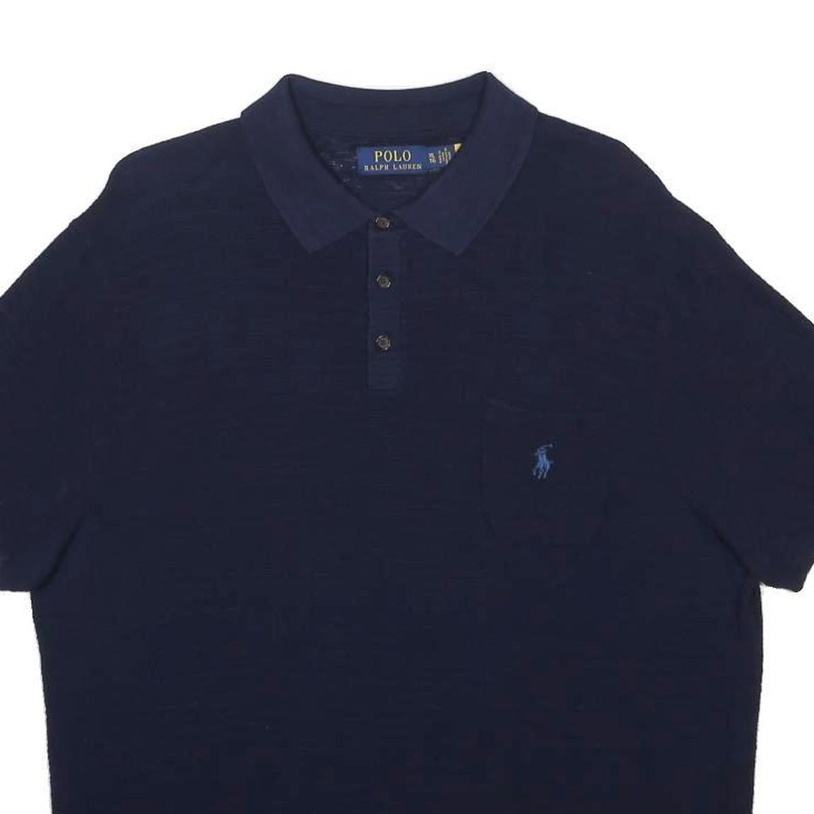 POLO RALPH LAUREN Womens Navy Blue Short Sleeve Plain XL Cotton Blend Polo Shirt