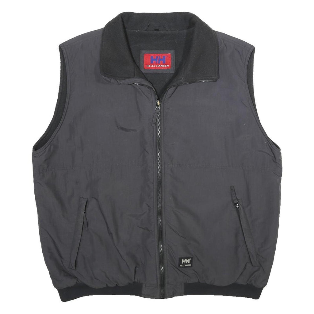 HELLY HANSEN Mens Black Nylon Jacket XL Zip Plain Utility Outdoor