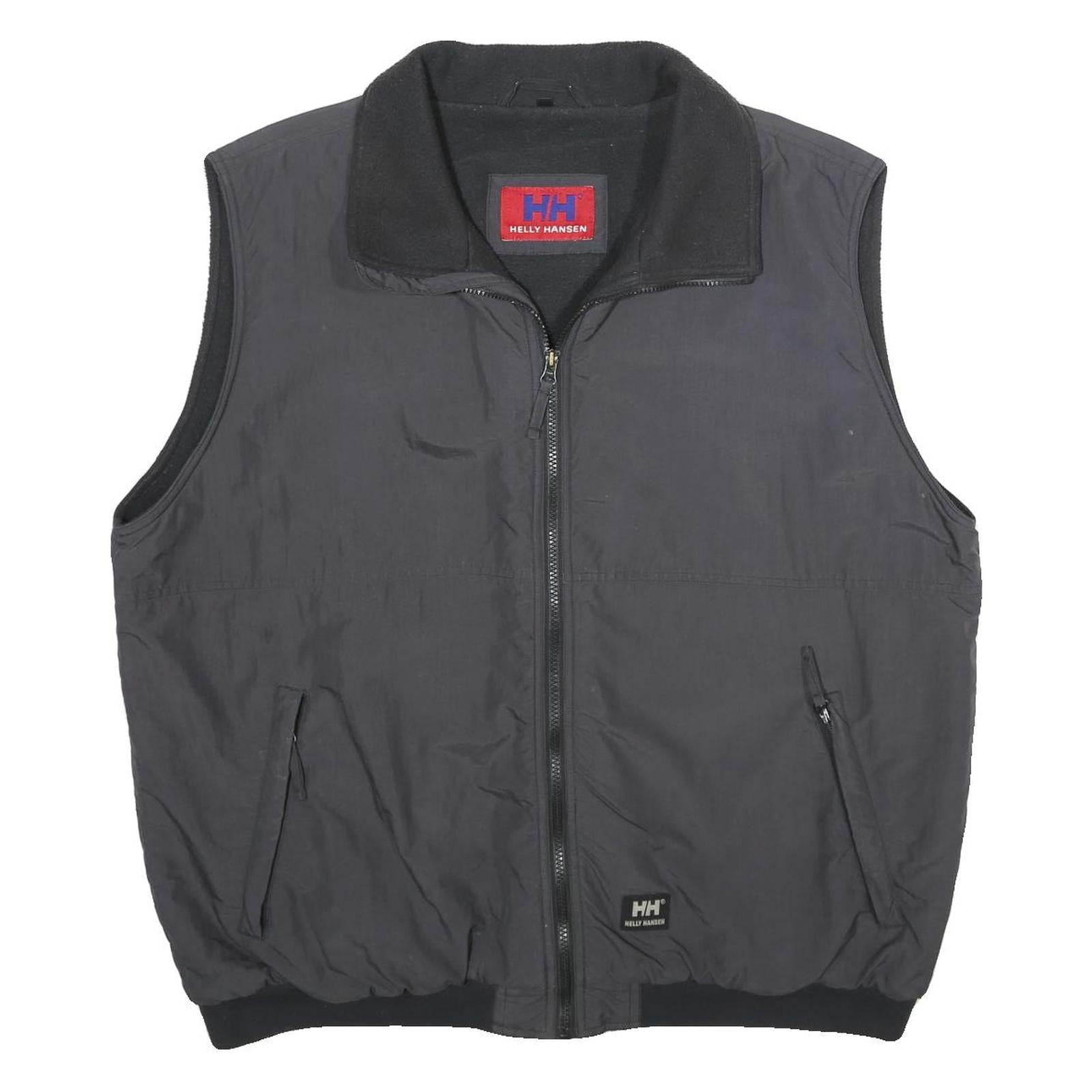 HELLY HANSEN Mens Black Nylon Jacket XL Zip Plain Utility Outdoor