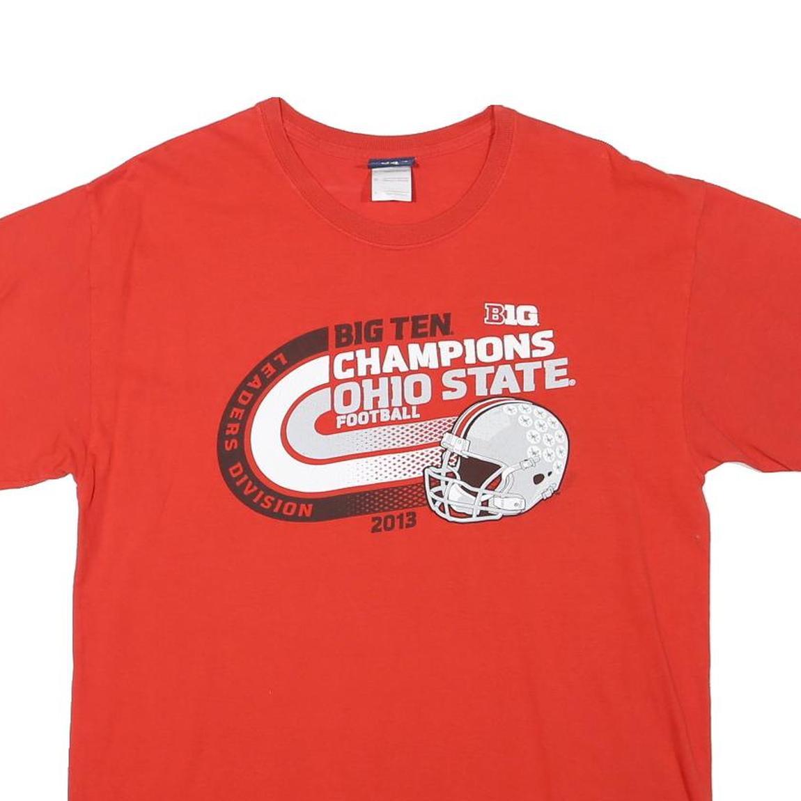 BLUE 84 Mens Red Ohio State Big Ten Champions Graphic T-Shirt L Short Sleeve