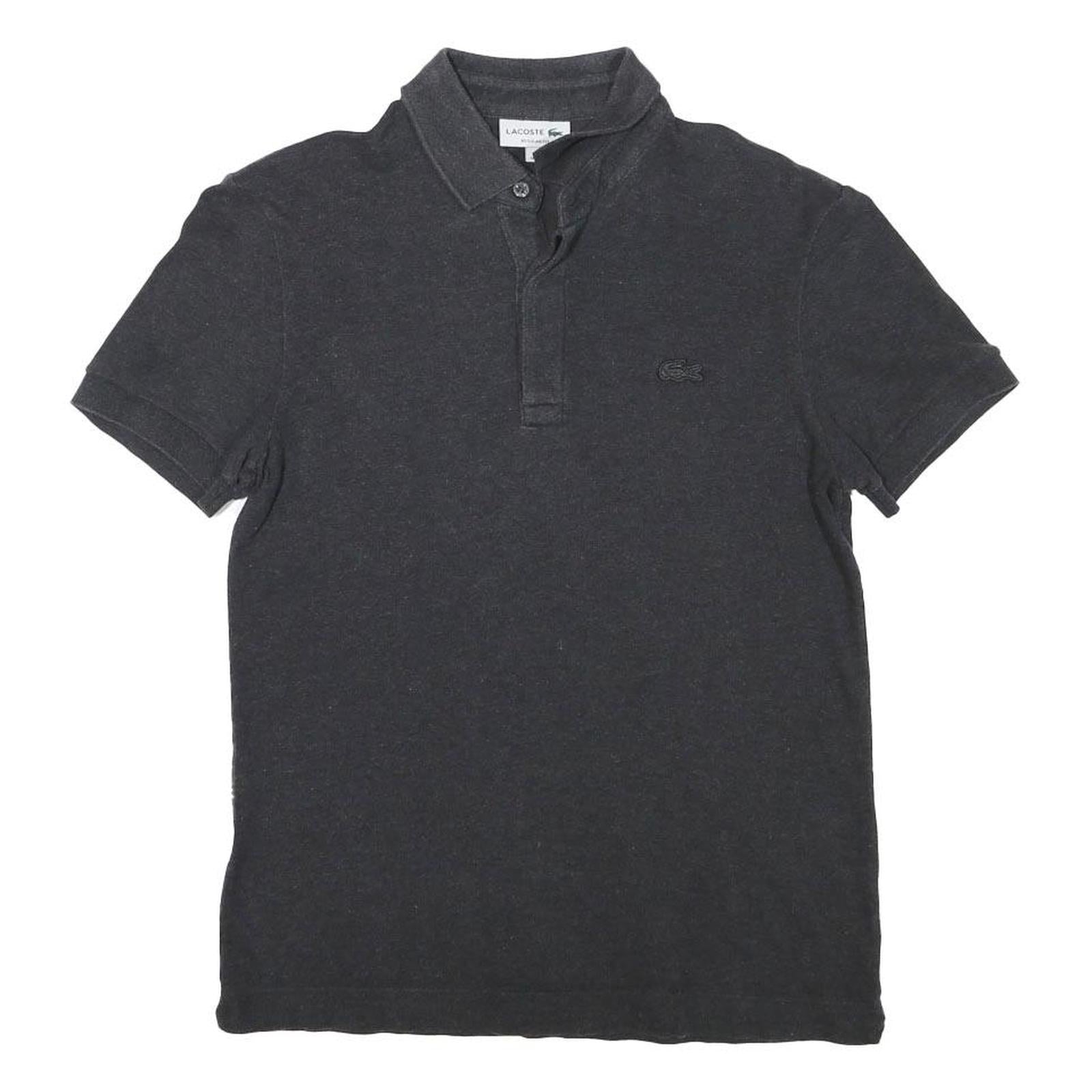 LACOSTE Mens Black Cotton Blend Short Sleeve Plain XS Polo Shirt Authentic