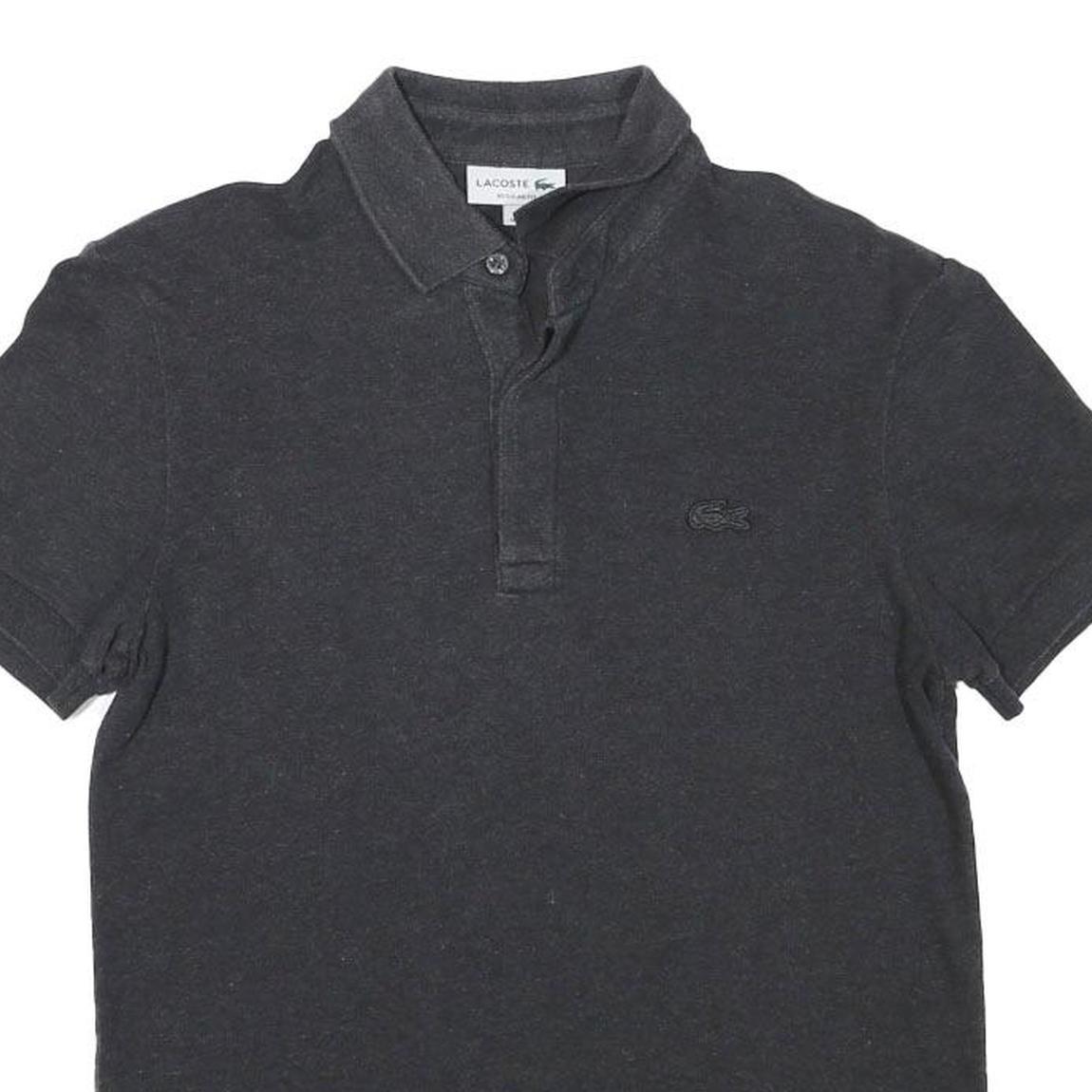 LACOSTE Mens Black Cotton Blend Short Sleeve Plain XS Polo Shirt Authentic
