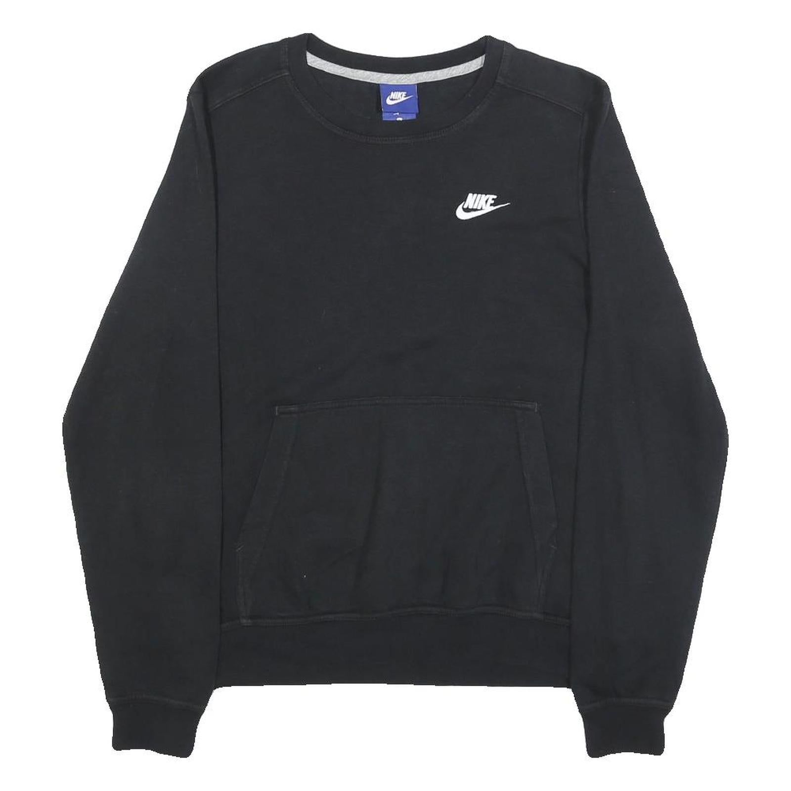 NIKE Mens Black S Crew Neck Sweatshirt Cotton Blend Pullover Casual