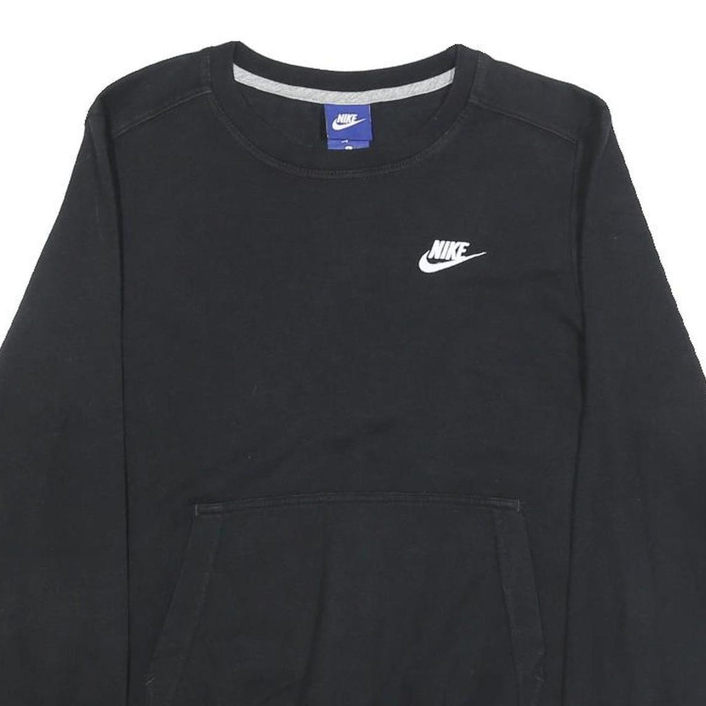 NIKE Mens Black S Crew Neck Sweatshirt Cotton Blend Pullover Casual