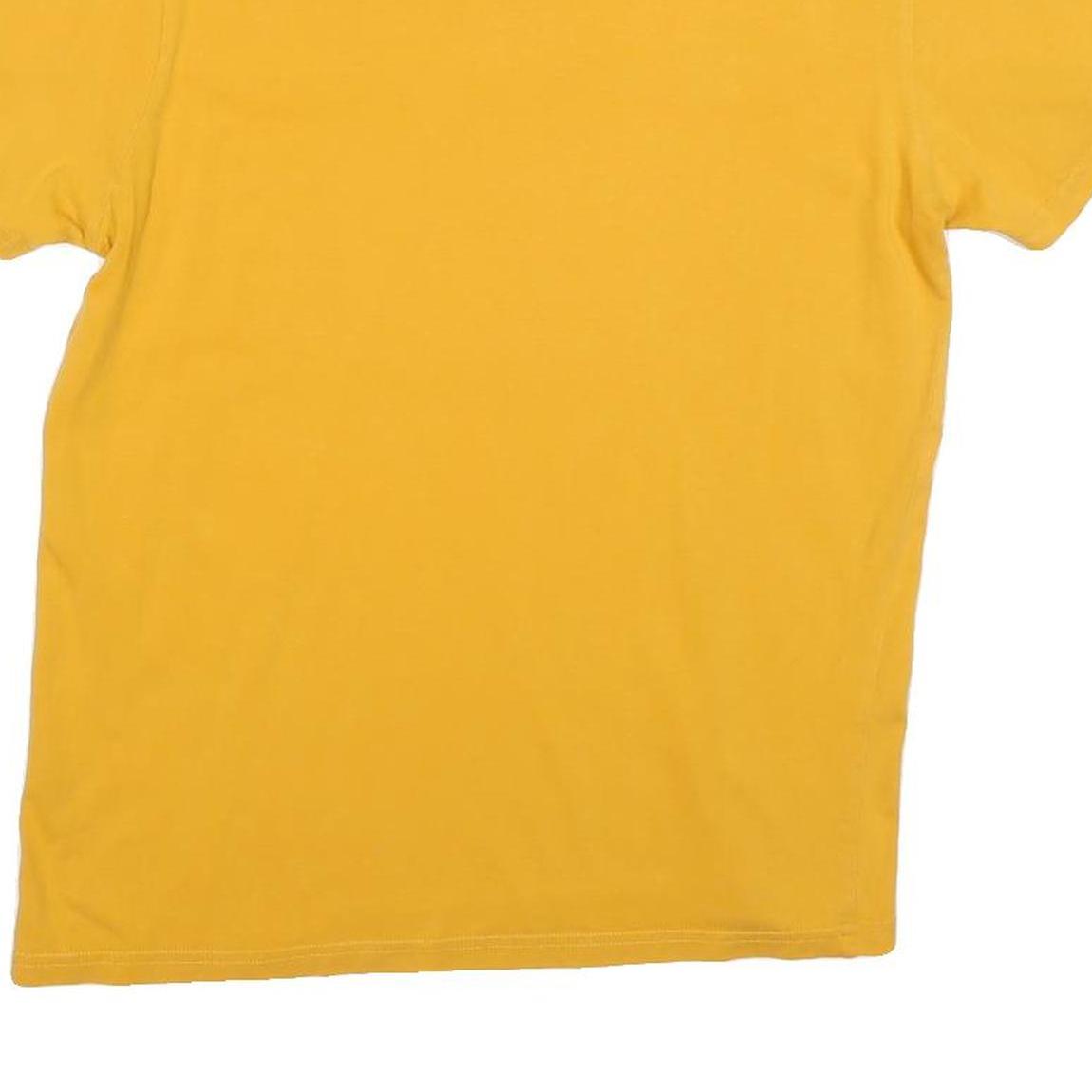 CHAMPION Mens Yellow Graphic T-Shirt S Short Sleeve Crew Neck Cotton Blend