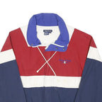 NAUTICA Mens Red White & Blue Colourblock Zip Jacket XL Polyester Blend Retro