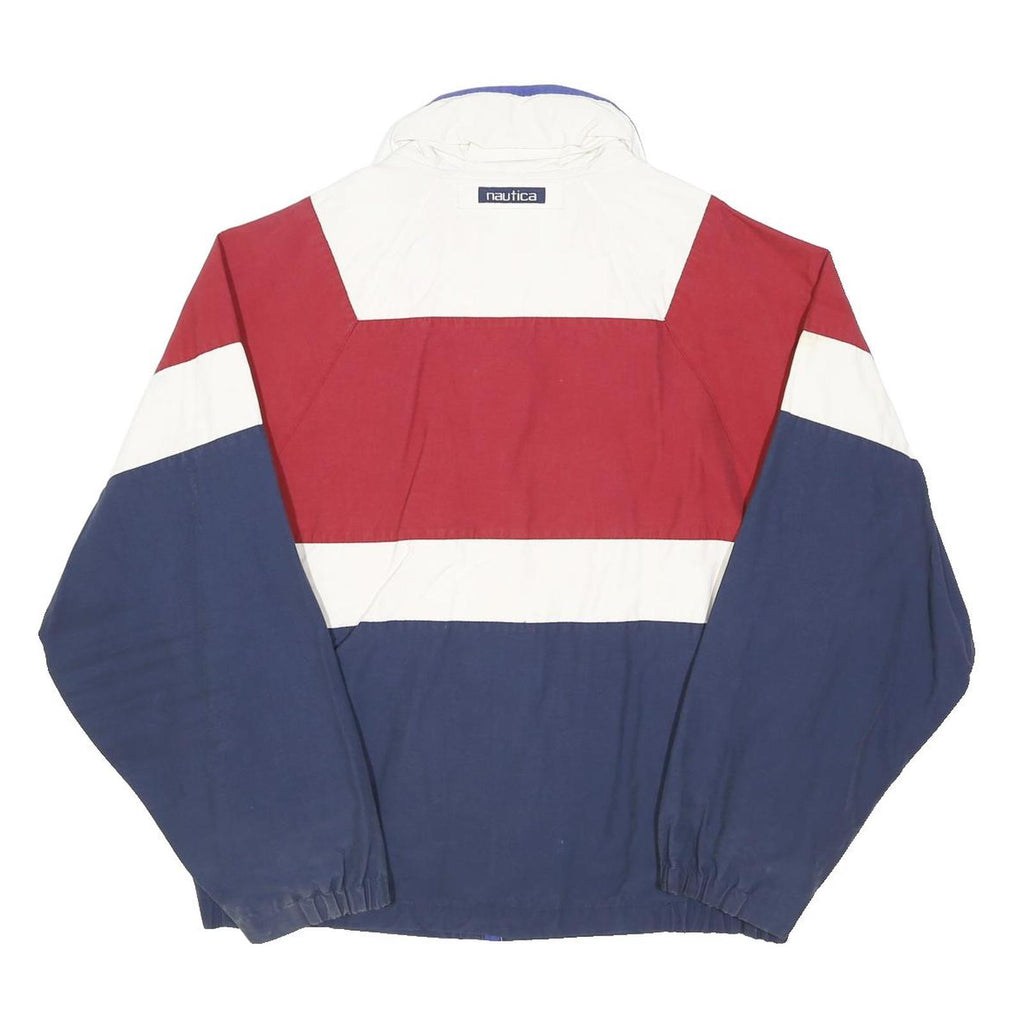 NAUTICA Mens Red White & Blue Colourblock Zip Jacket XL Polyester Blend Retro