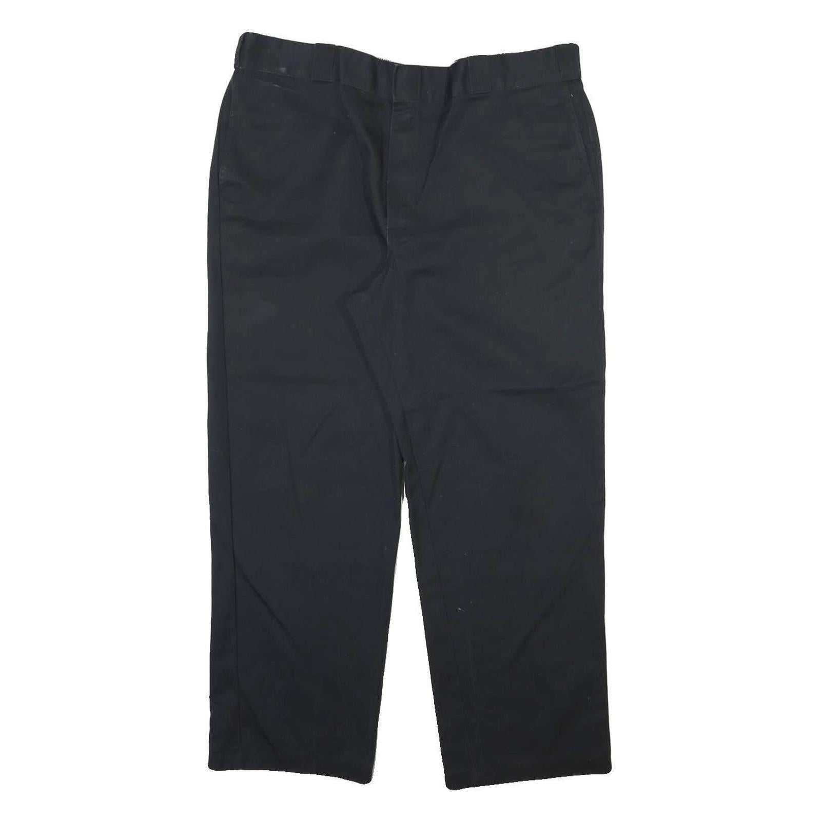 DICKIES Mens Black Regular Fit Straight Leg Trousers W40 L29 Workwear Zip