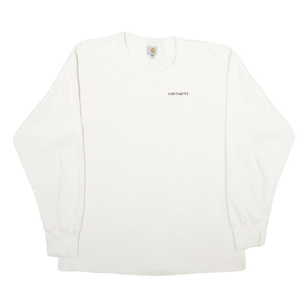 CARHARTT Mens White Crew Neck Sweatshirt 2XL Cotton Pullover Casual Workwear