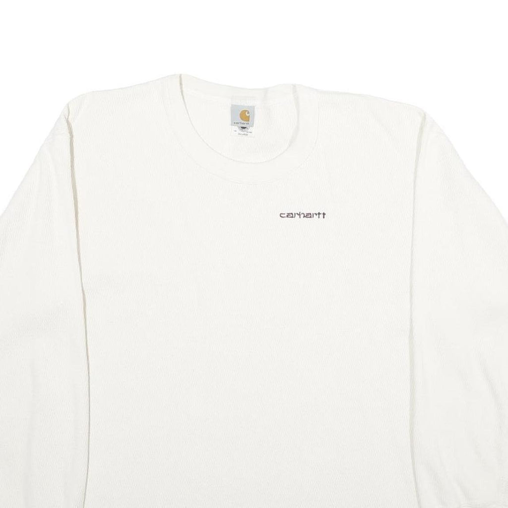 CARHARTT Mens White Crew Neck Sweatshirt 2XL Cotton Pullover Casual Workwear