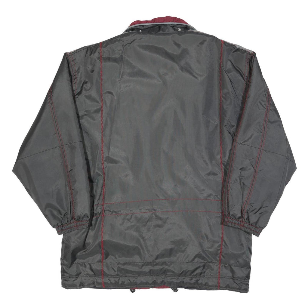 CRAZY WAVE Mens Grey & Burgundy Zip Jacket M Polyester Blend Plain Casual