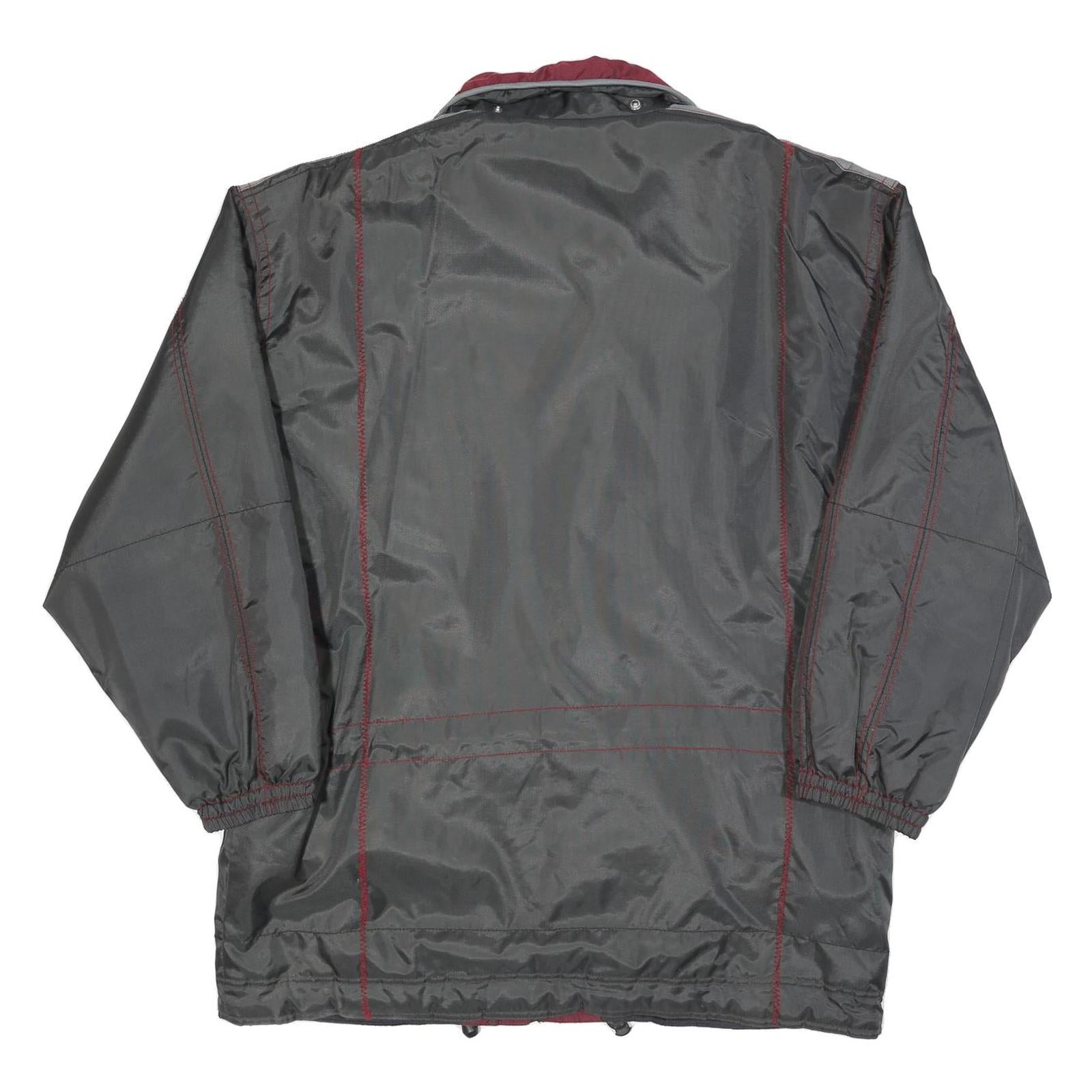 CRAZY WAVE Mens Grey & Burgundy Zip Jacket M Polyester Blend Plain Casual