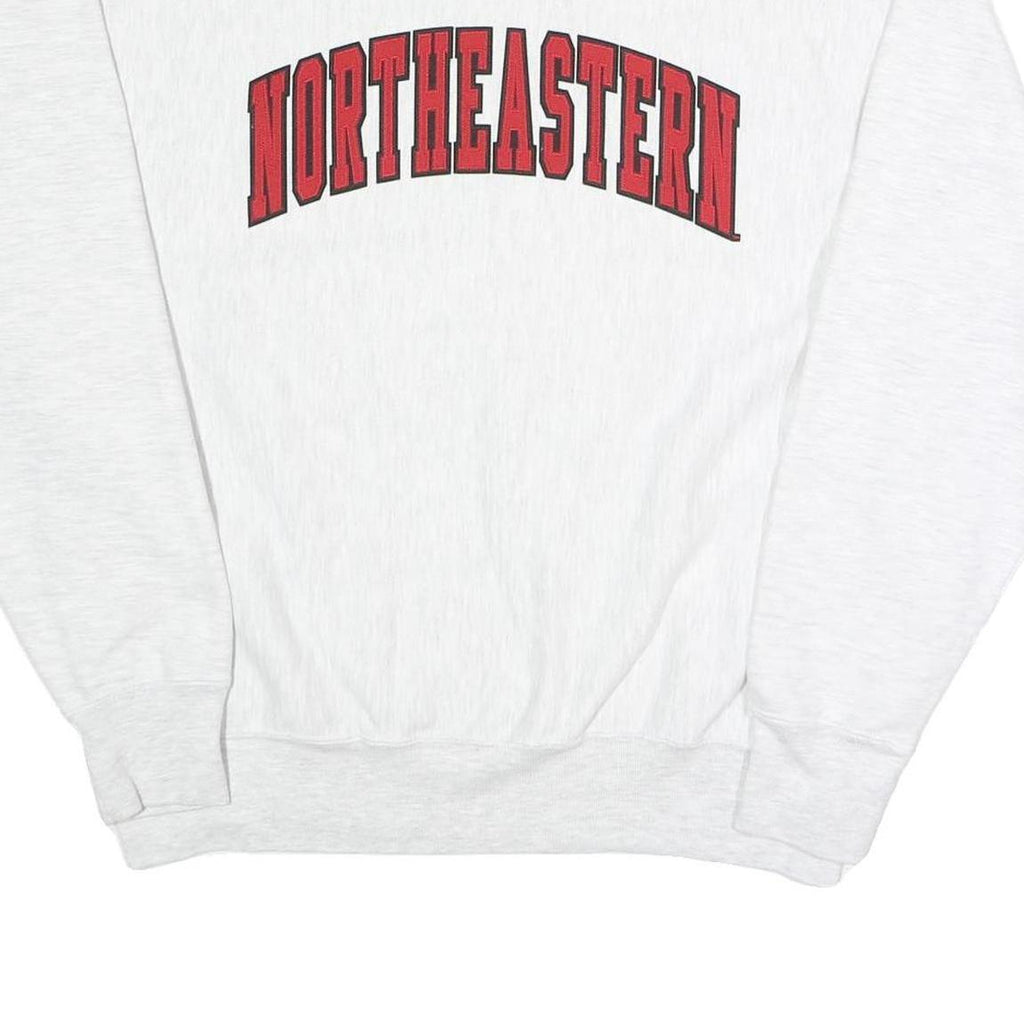 CHAMPION Mens White Northeastern Crew Neck L Cotton Blend Sweatshirt